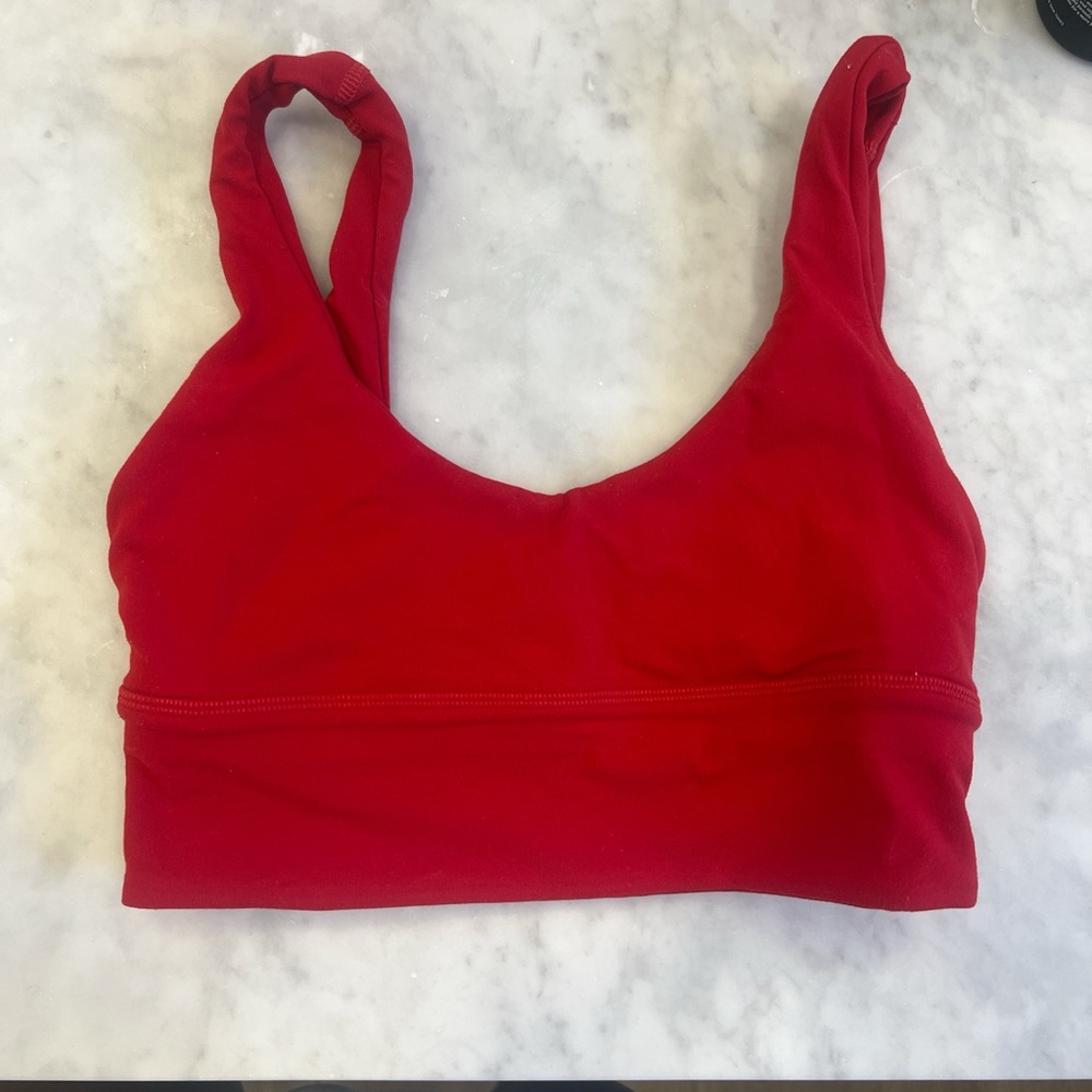 Red Lululemon sports bra
